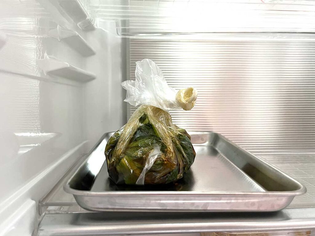 写真：小松菜in冷蔵庫