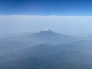写真：飛行機から見えた富士山