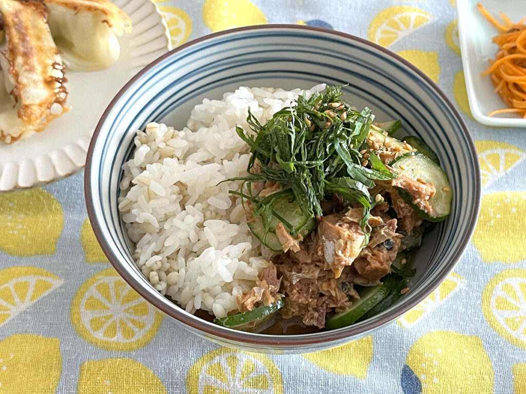 写真：サバ味噌缶の冷や汁