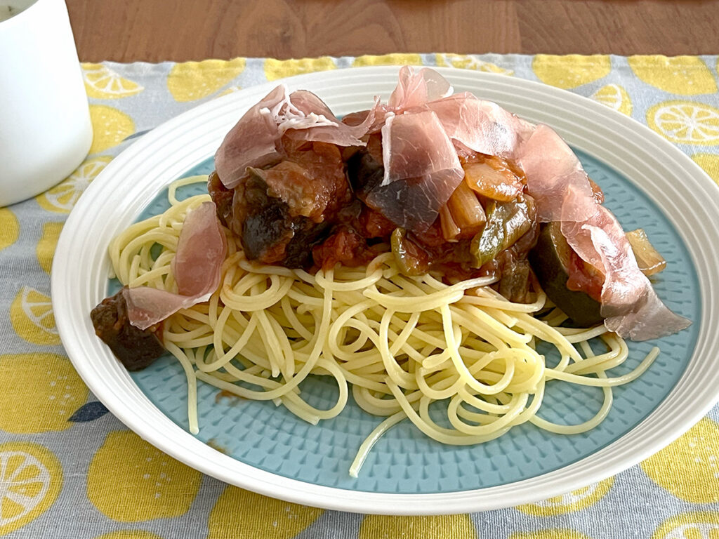 写真:ラタトゥイユのパスタ