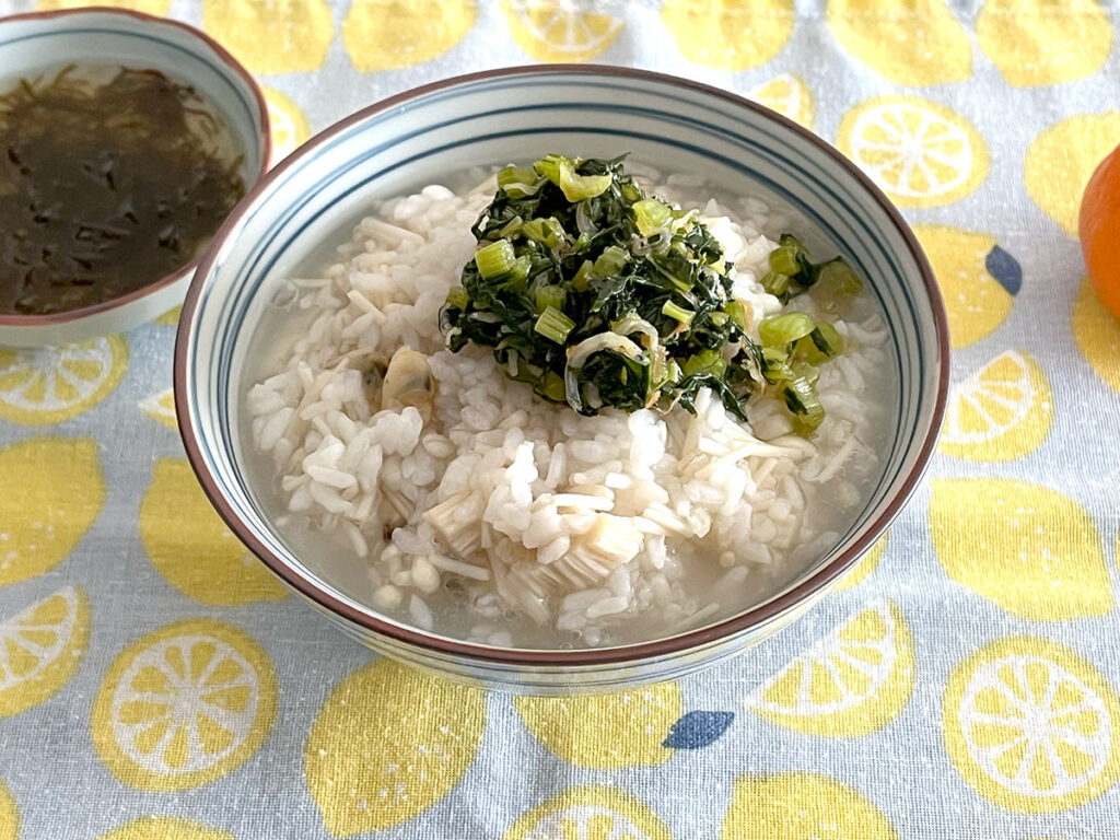 写真：ほんだし干貝味で海鮮おじや